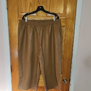 Eloquii Camel Faux Leather Cropped Trousers